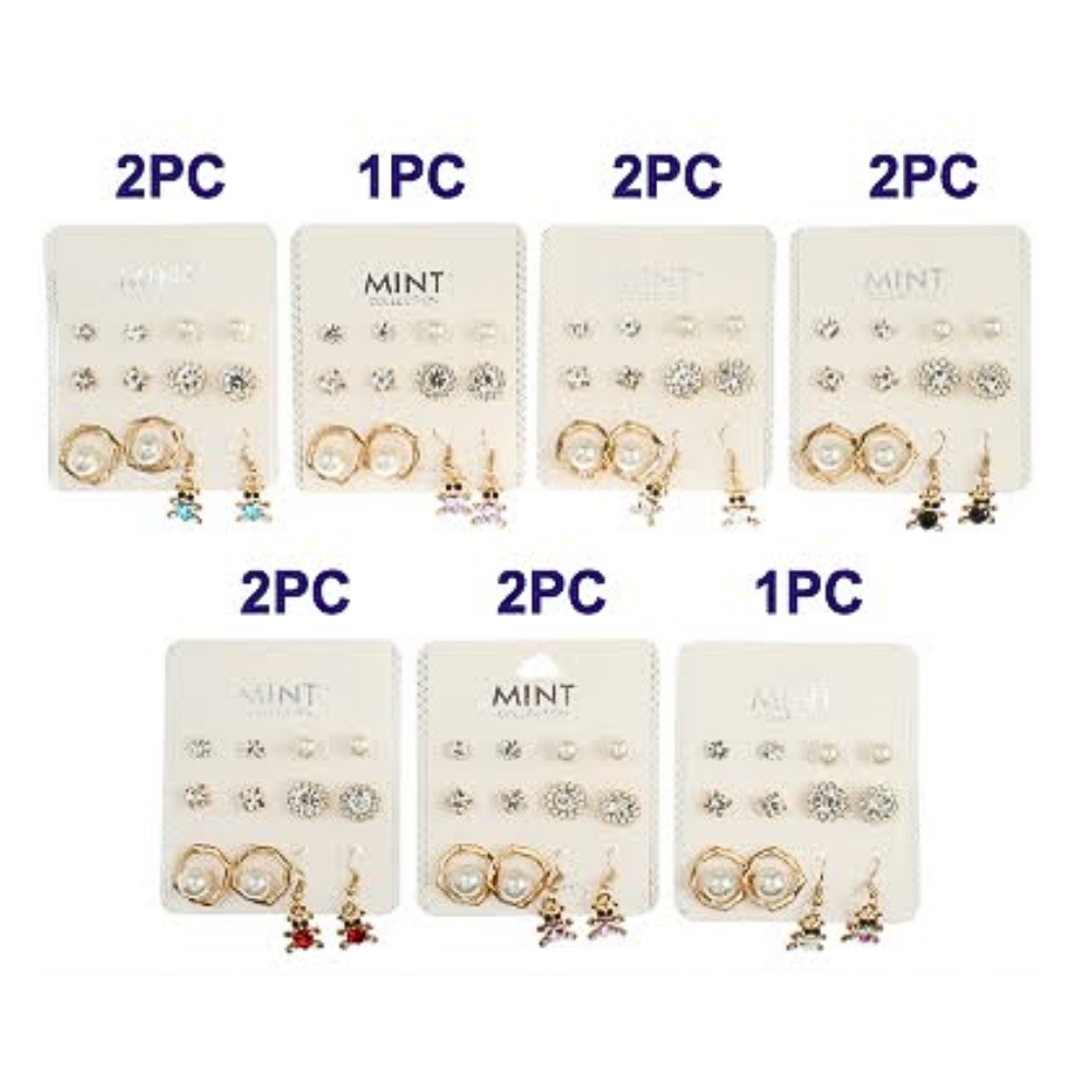 6 Pair Teddy Bear Earring Set