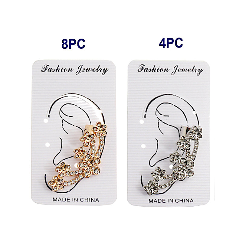 Rhinestone Flower Ear Cuff