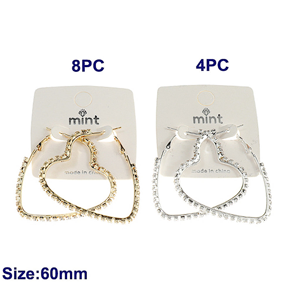 Rhinestone Heart Hoops