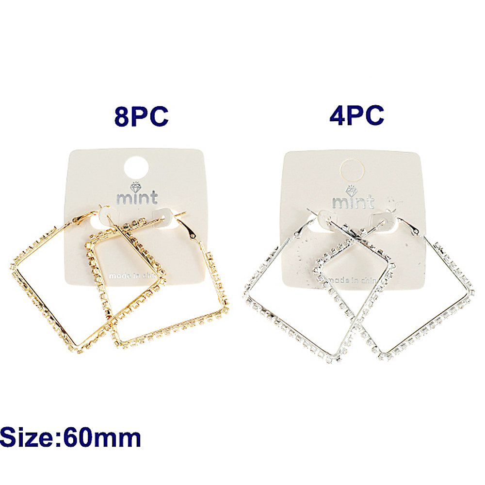 Rhinestone Square Hoops