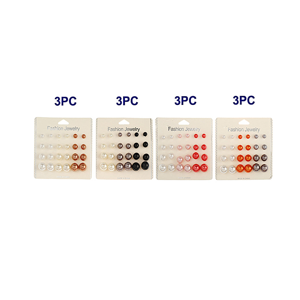 12 Pair Pearl Stud Earrings Set