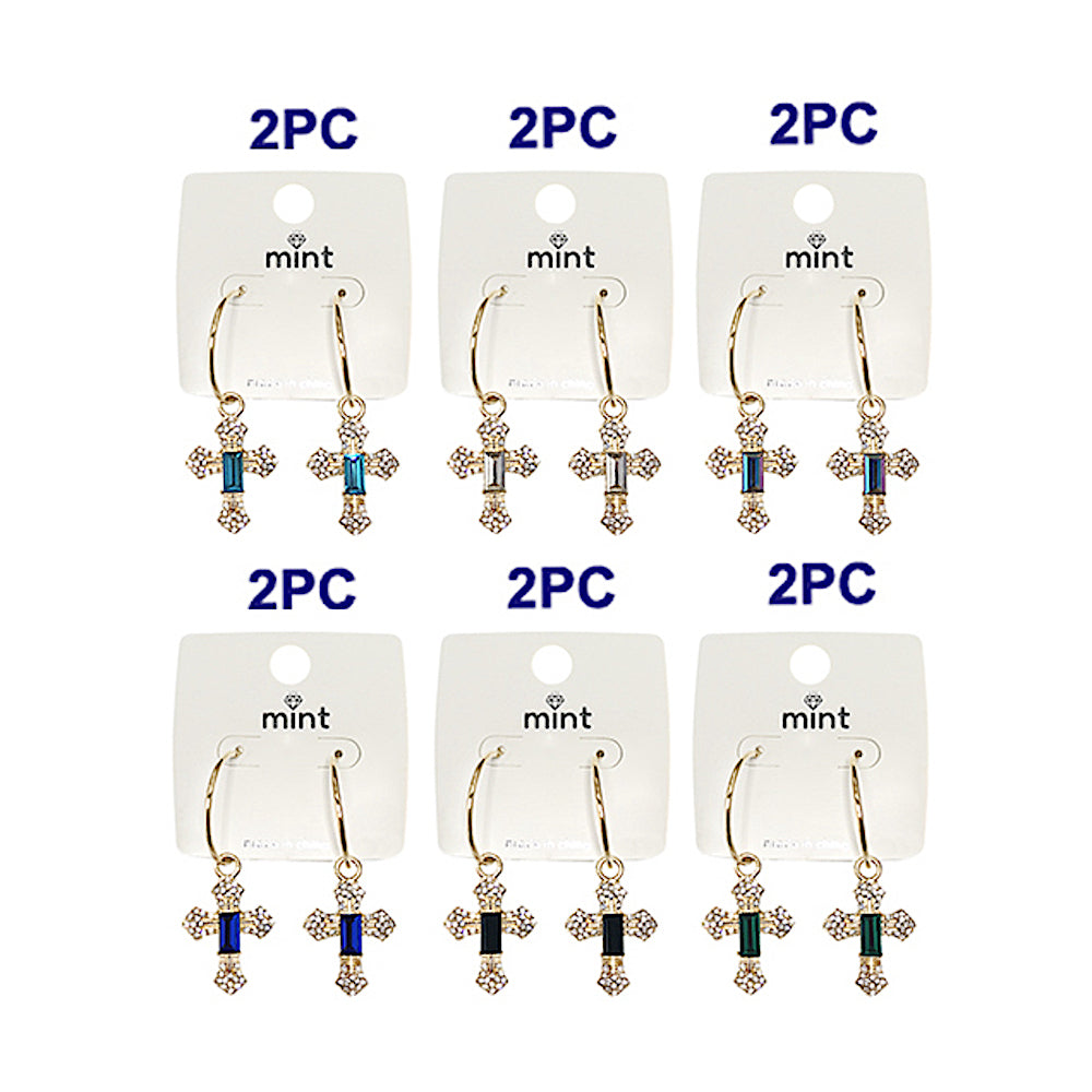 JAE43269 - Rhinestone Cross Hoops