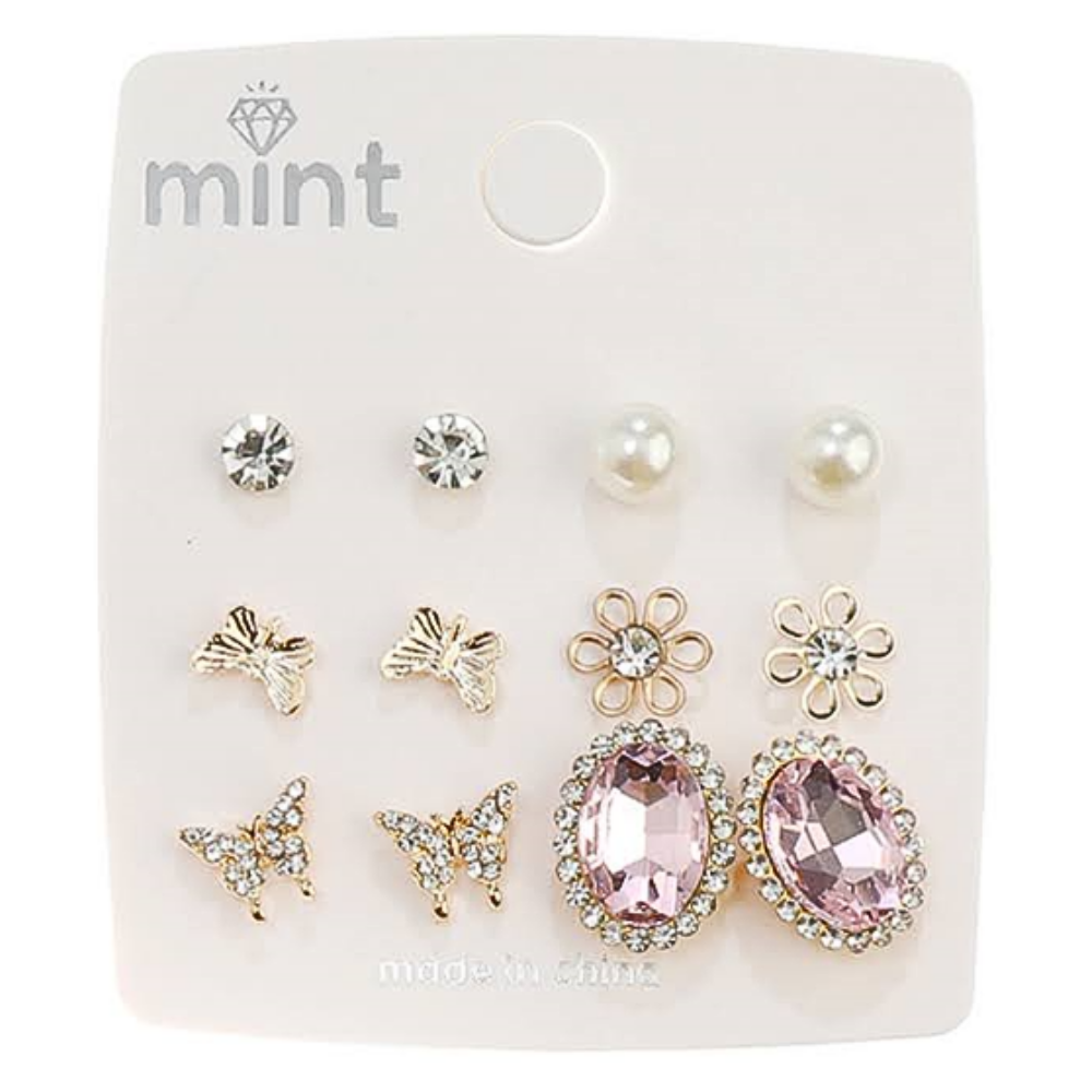 JAE43334 - 6 Pair Crystal Earring Set