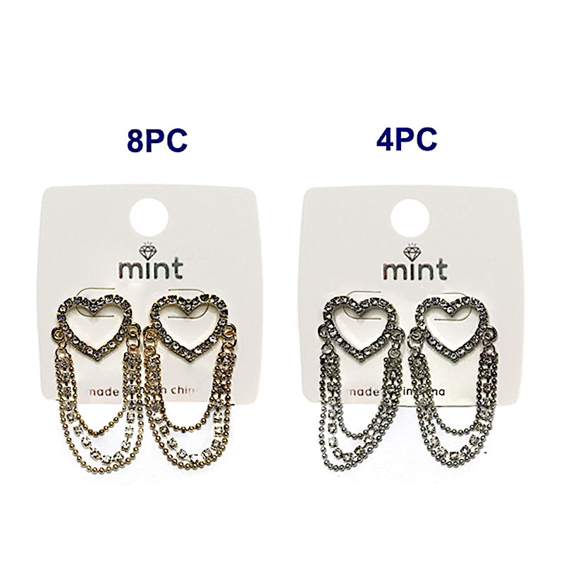 Rhinestone Heart Chain Earring