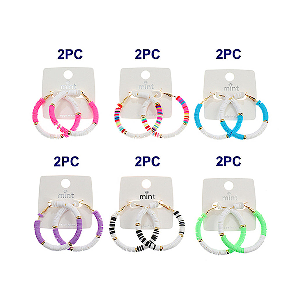 Rainbow Disc Bead Hoops