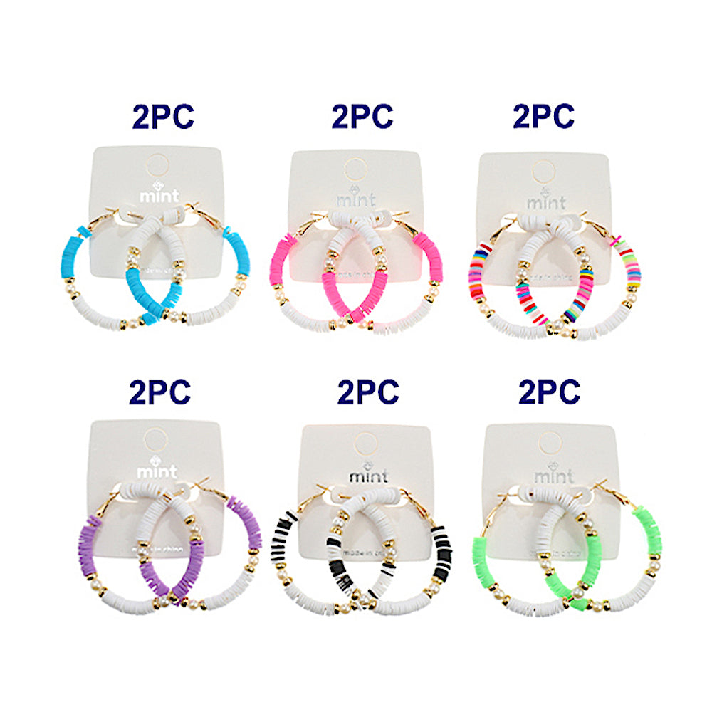 Rainbow Disc Bead Hoops