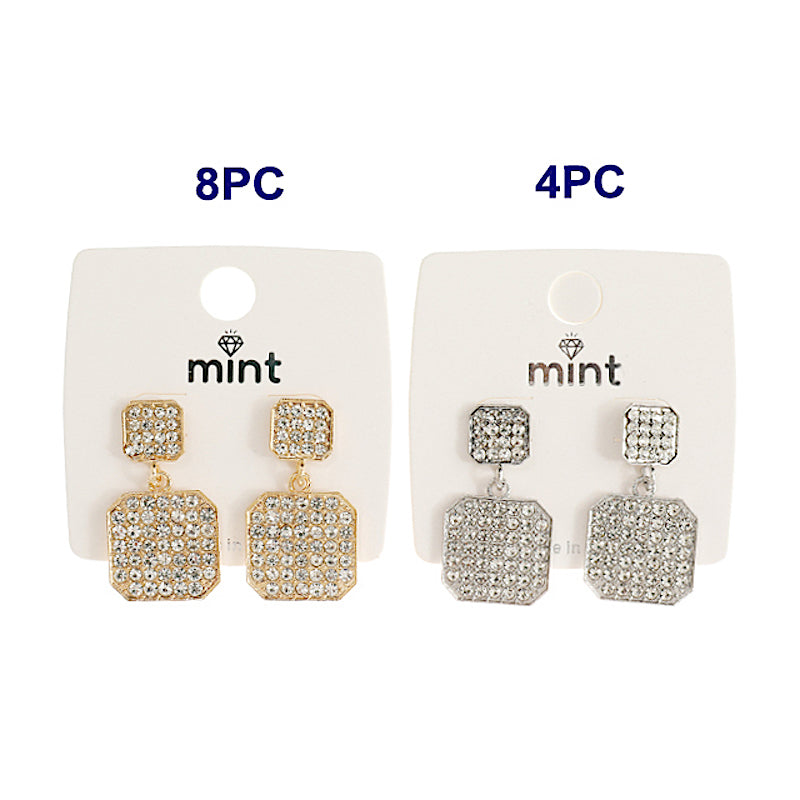 Rhinestone Pavé Square Earring