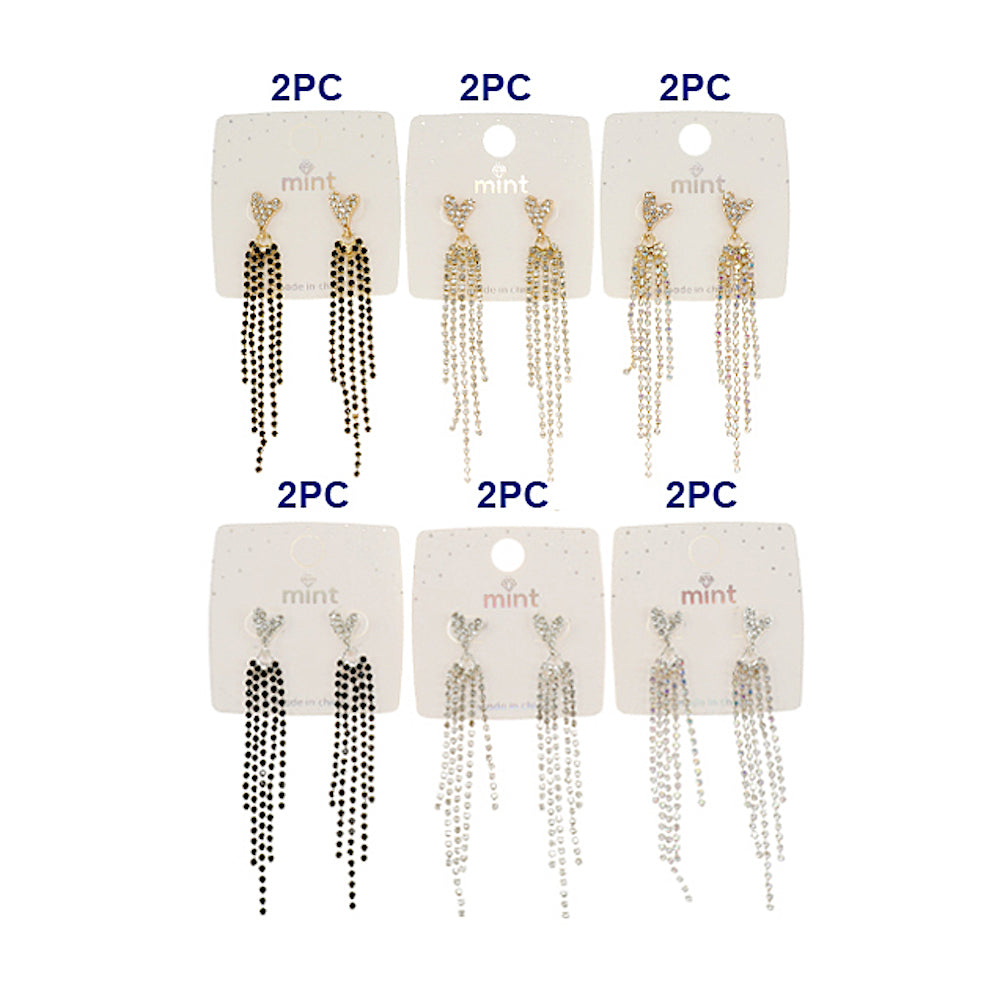 Rhinestone Heart Cascade Earrings