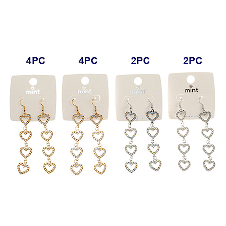 Rhinestone Heart Cascade Earring