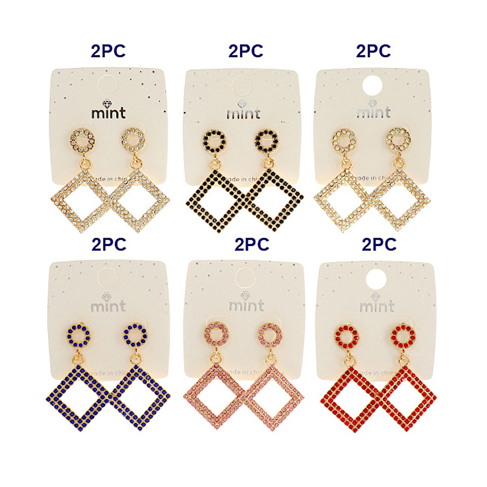 JAE45451 - Rhinestone Square Earring
