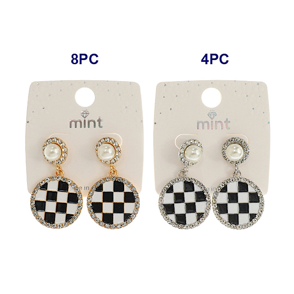 JAE45541 - Enamel Checkerboard Earring