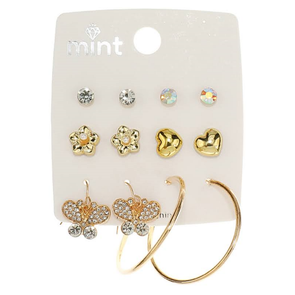 JAE45574 - 6 Pair Butterfly Earring Set