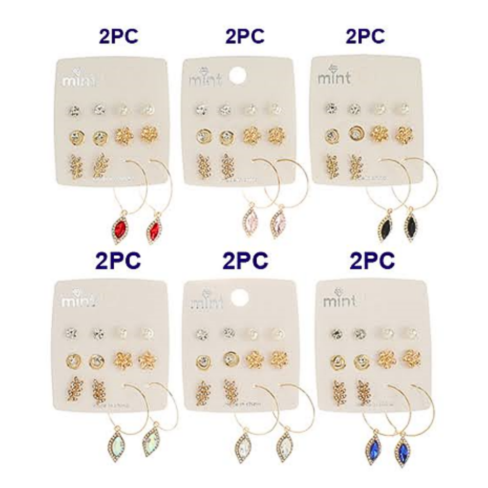JAE45581 - 6 Pair Crystal Earring Set
