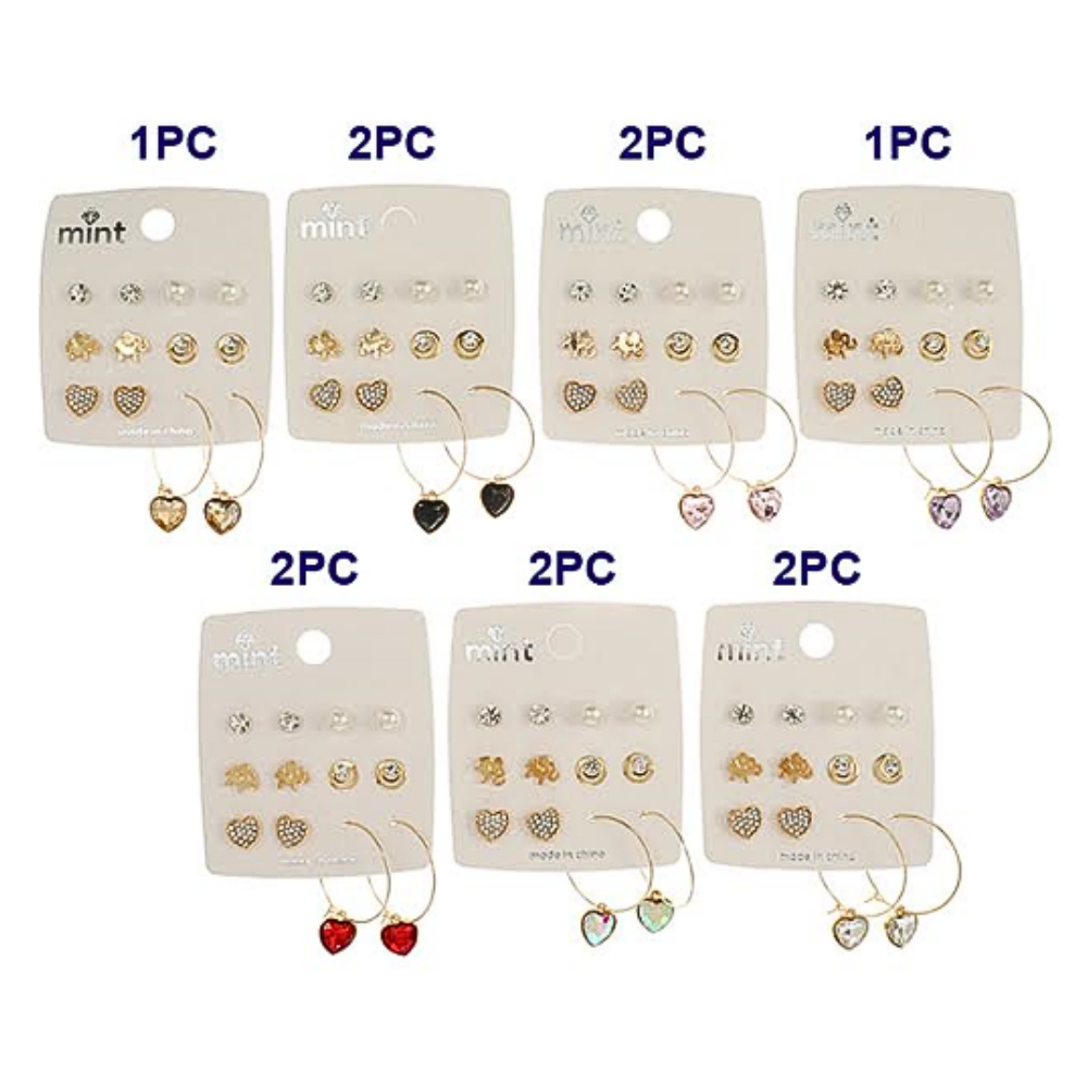 JAE45582 - 6 Pair Heart Earring Set