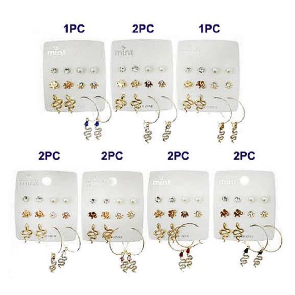 JAE45586 - 6 Pair Snake Earring Set