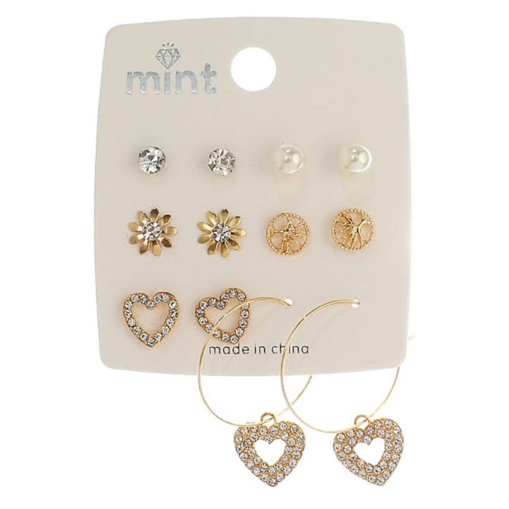 JAE45587 - 6 Pair Heart Earring Set