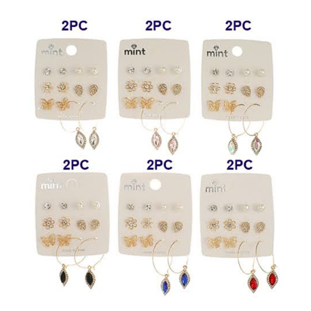 JAE45588 - 6 Pair Crystal Earring Set