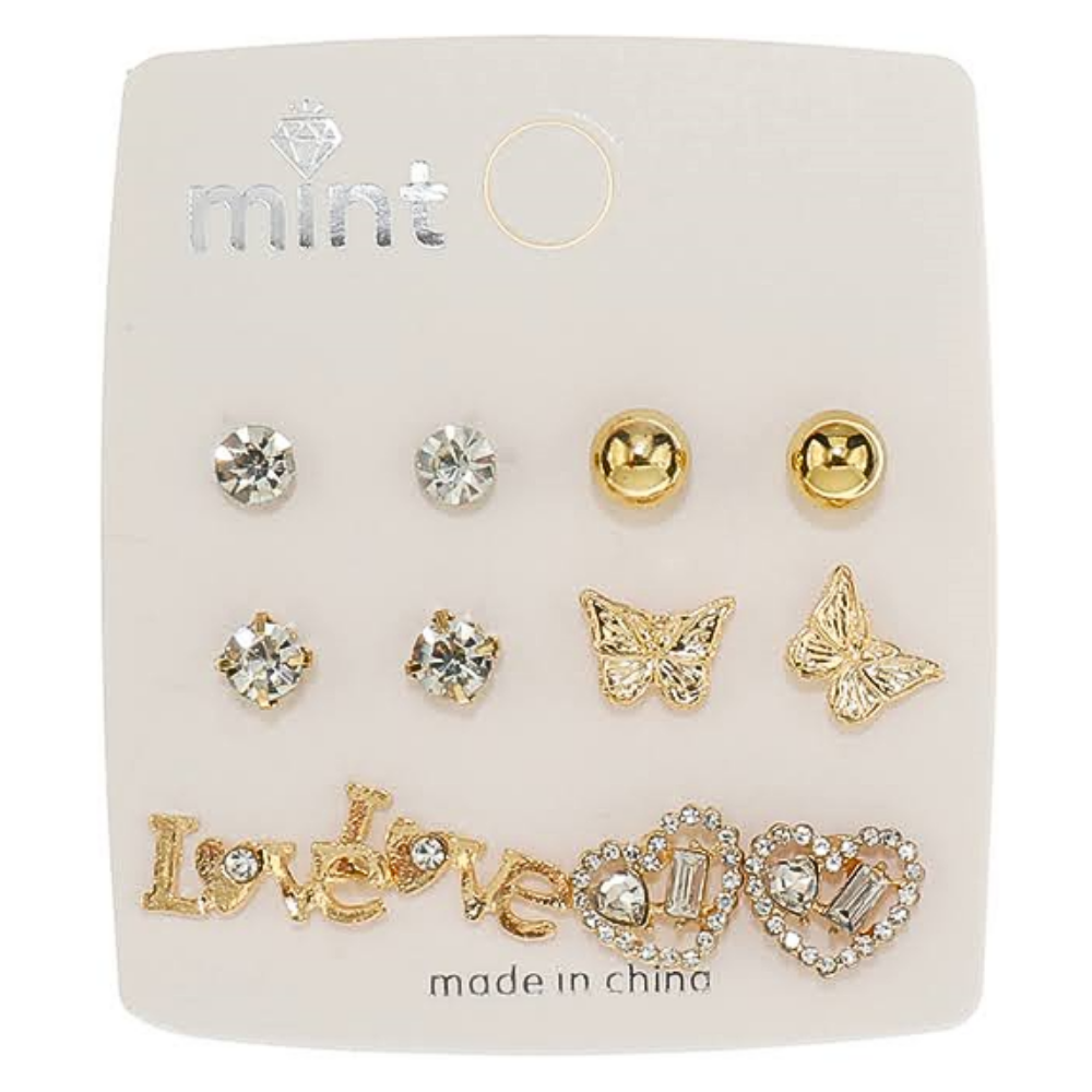JAE45630 - 6 Pair Heart Earring Set