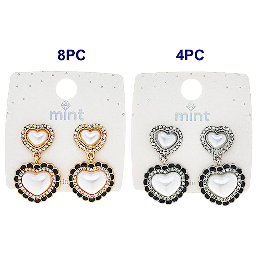 JAE45952 - Black Enamel Pearl Heart Earring