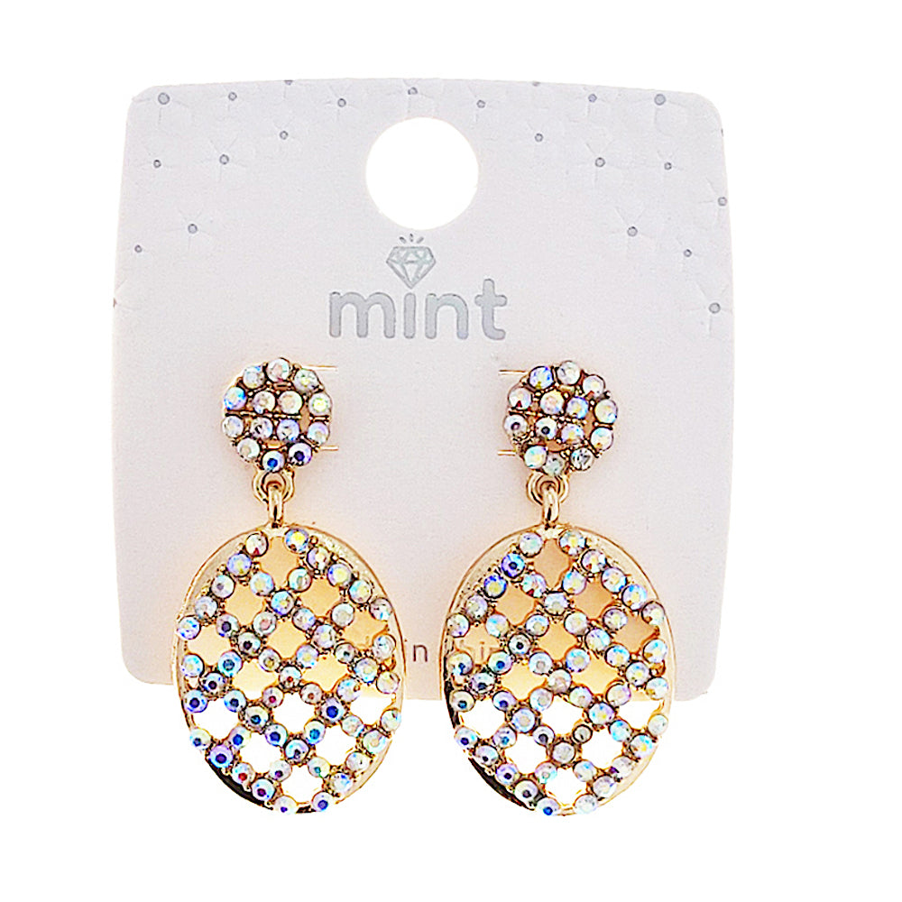 JAE45955 - Rhinestone Checkerboard Earring
