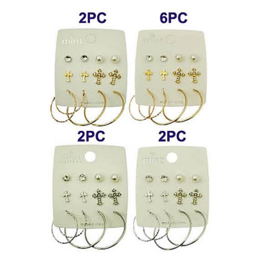 6 Pair Cross Earring Set