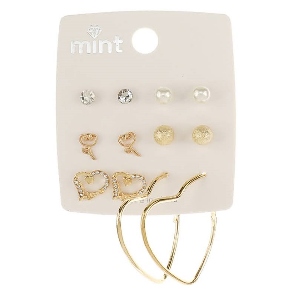 JAE46274 - 6 Pair Heart Earring Set