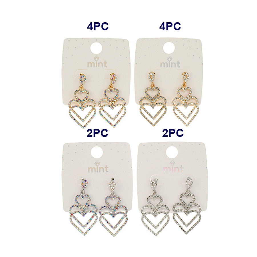 Rhinestone Triple Heart Earrings