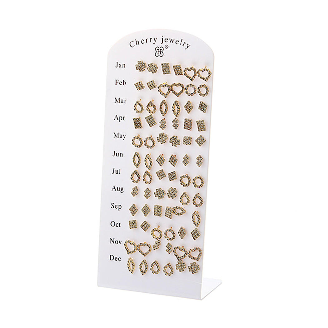 36 PCS Assorted Rhinestone Shapes Stud Earrings