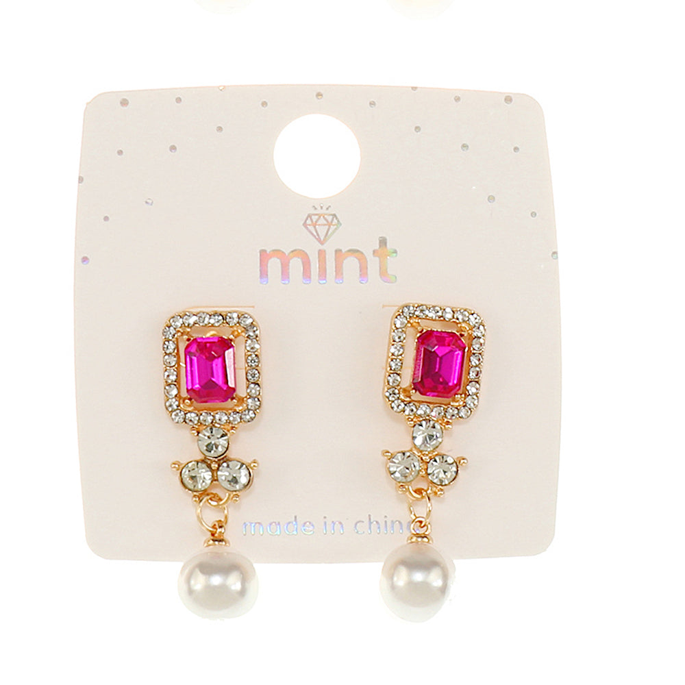 JAE46568 - Crystal Pearl Droplet Earring