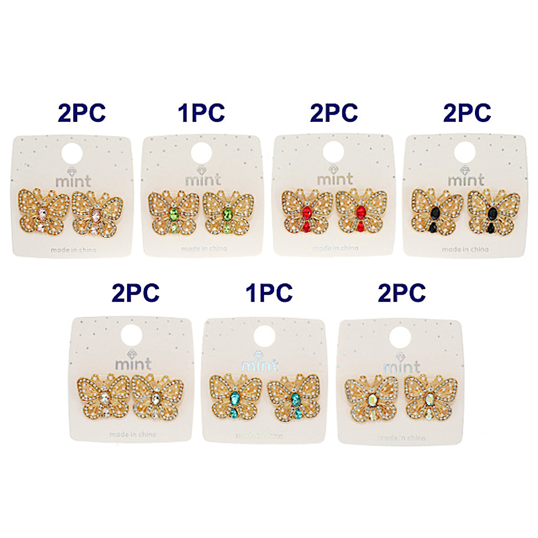 Rhinestone & Pearl Butterfly Post Earring