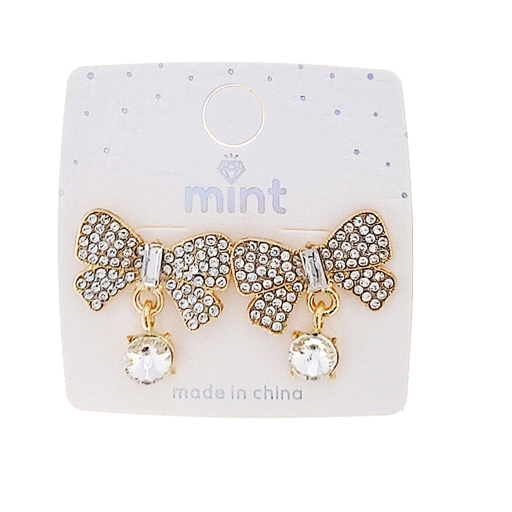 JAE47122 - Pavé Bow Dangle Earrings
