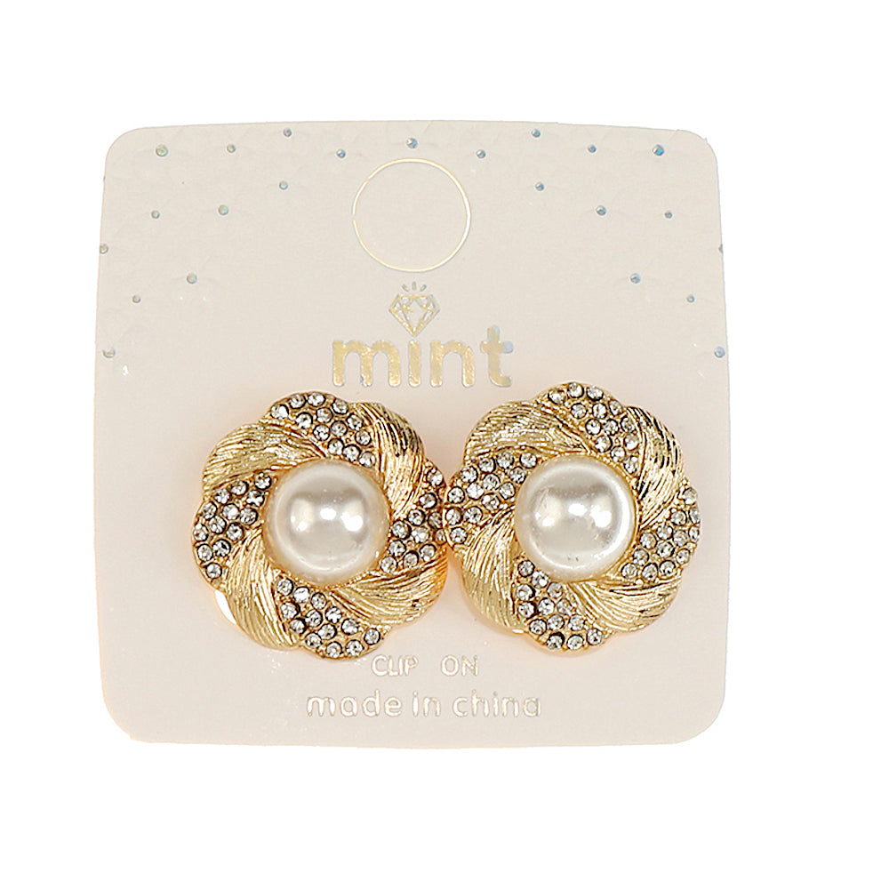 JAE47149C - Clip On Pearl Swirl Earring