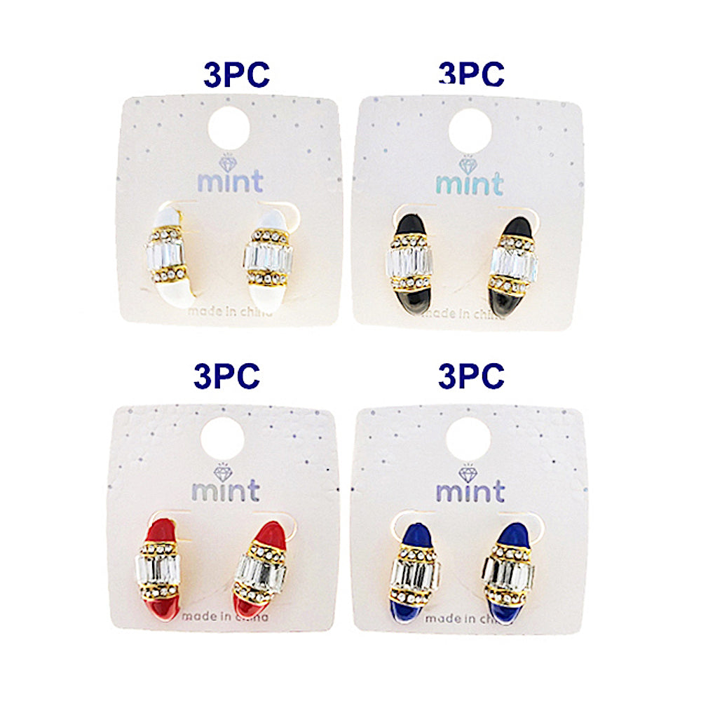Enamel Baguette Post Earring