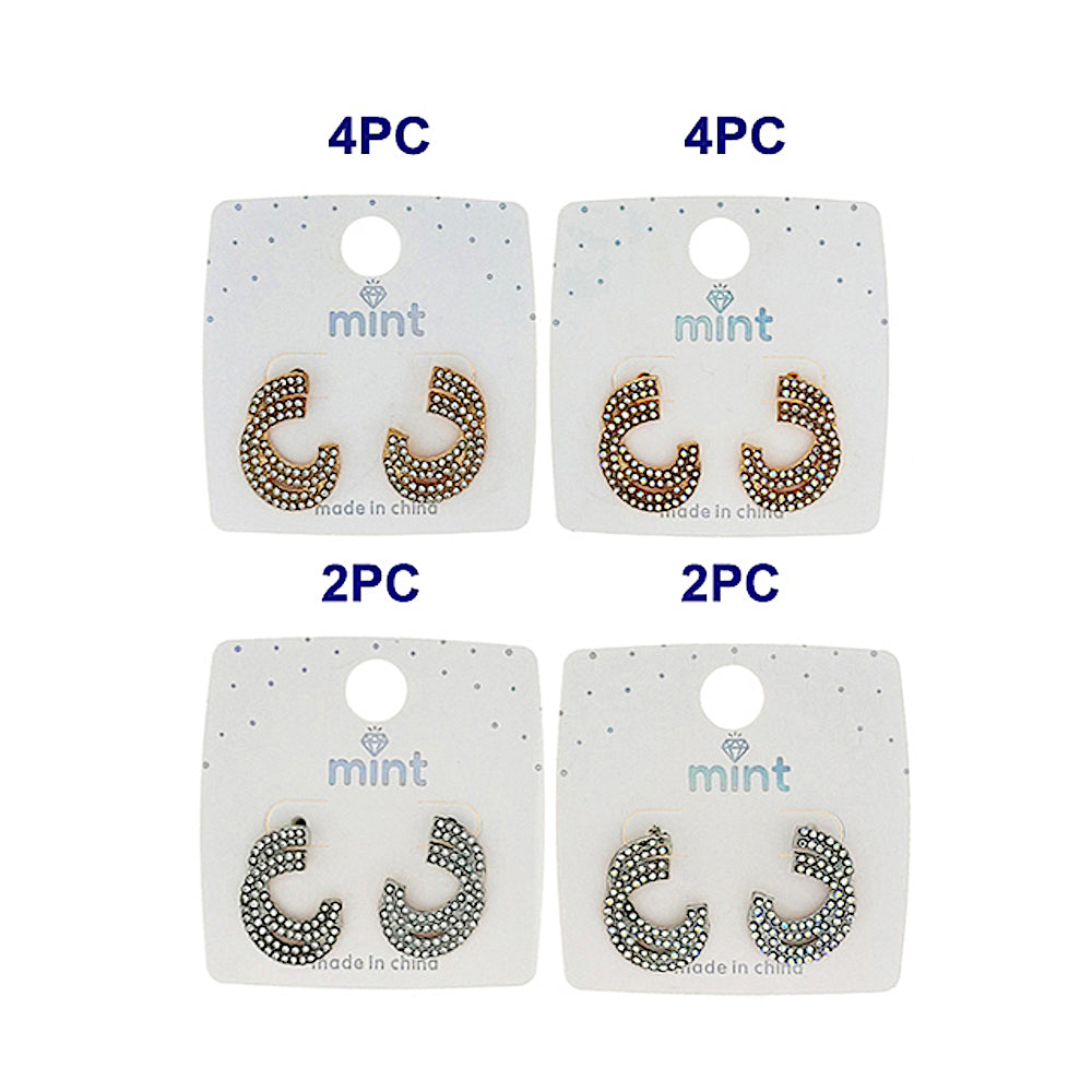 Rhinestone Curve Post Earring