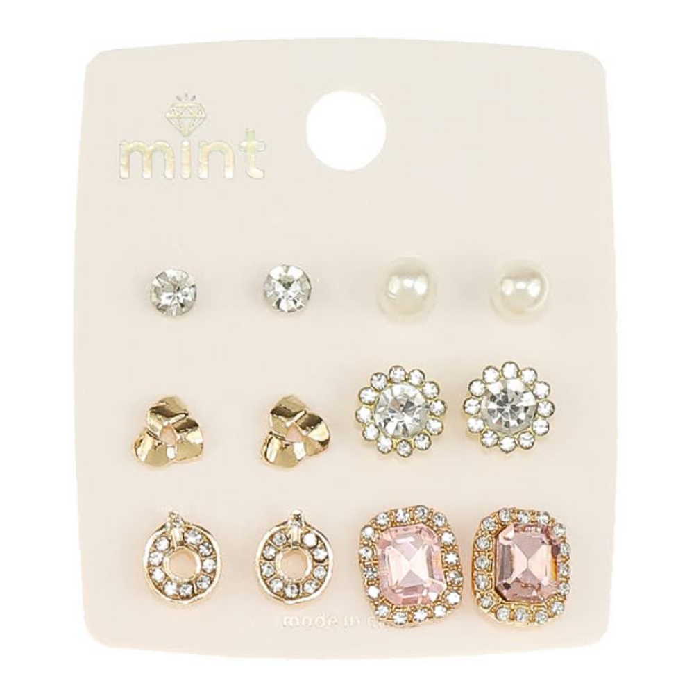 JAE47296 - 6 Pair Crystal Earring Set