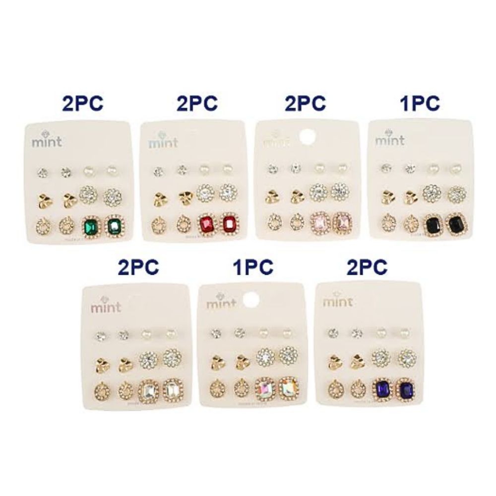 JAE47296 - 6 Pair Crystal Earring Set