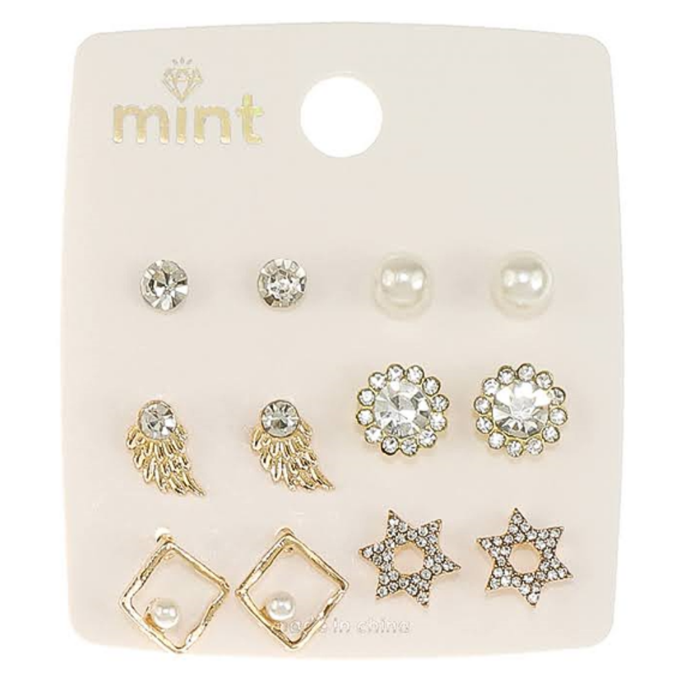 JAE47302 - 6 Pair Star Of David Earring Set