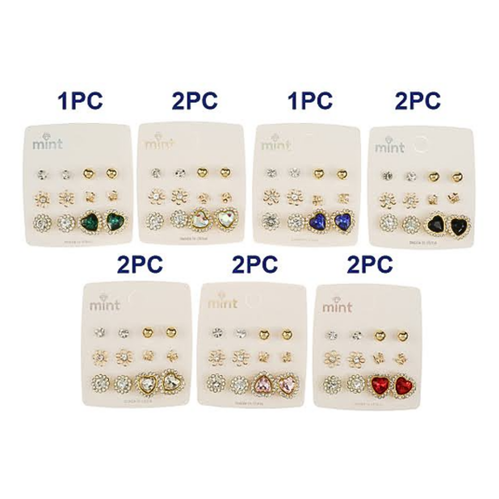 JAE47303 - 6 Pair Heart Earring Set