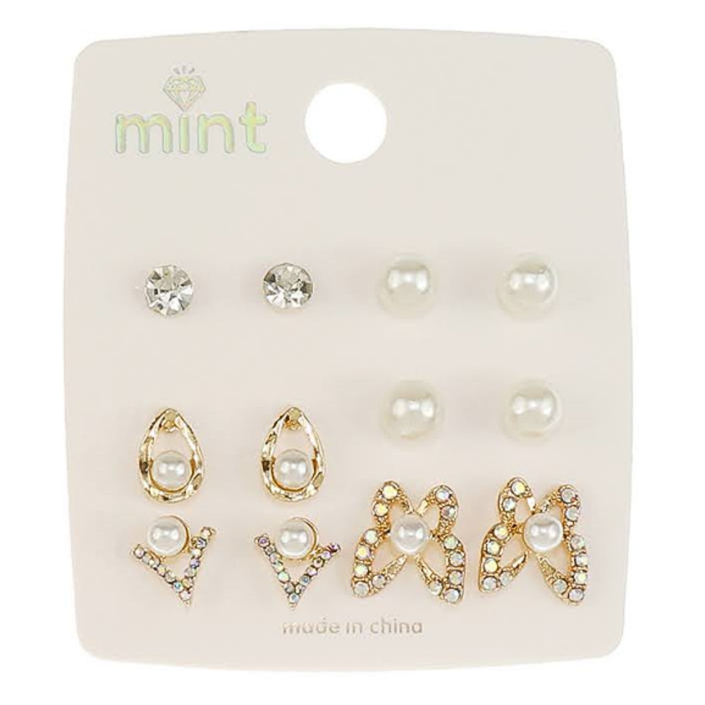 JAE47308 - 6 Pair Butterfly Earring Set