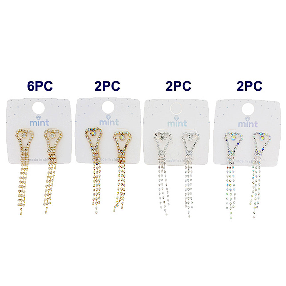 Rhinestone Heart Cascade Earring