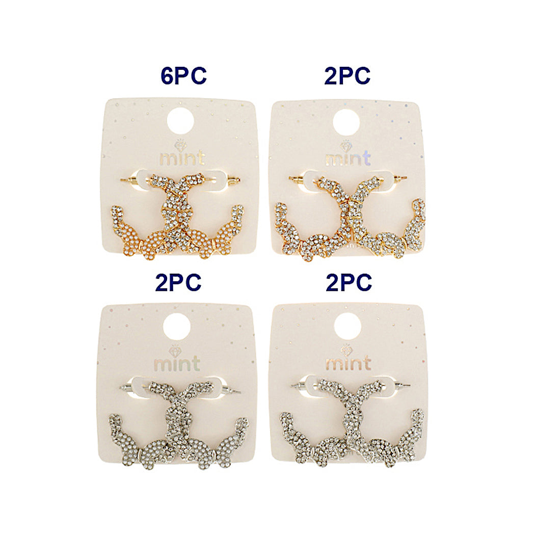 Pavé Rhinestone & Pearl Butterfly Hoops