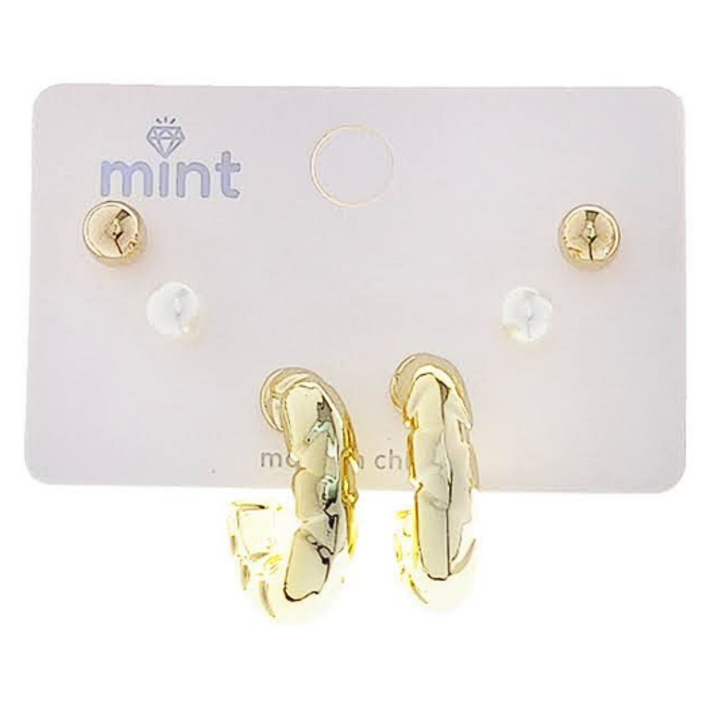 JAE48089 - 3 Pair Hoop Earring Set