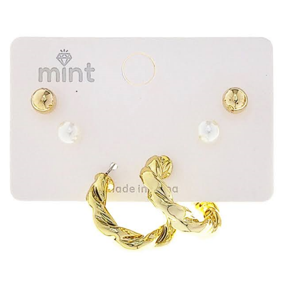 JAE48095 - 3 Pair Hoop Earring Set