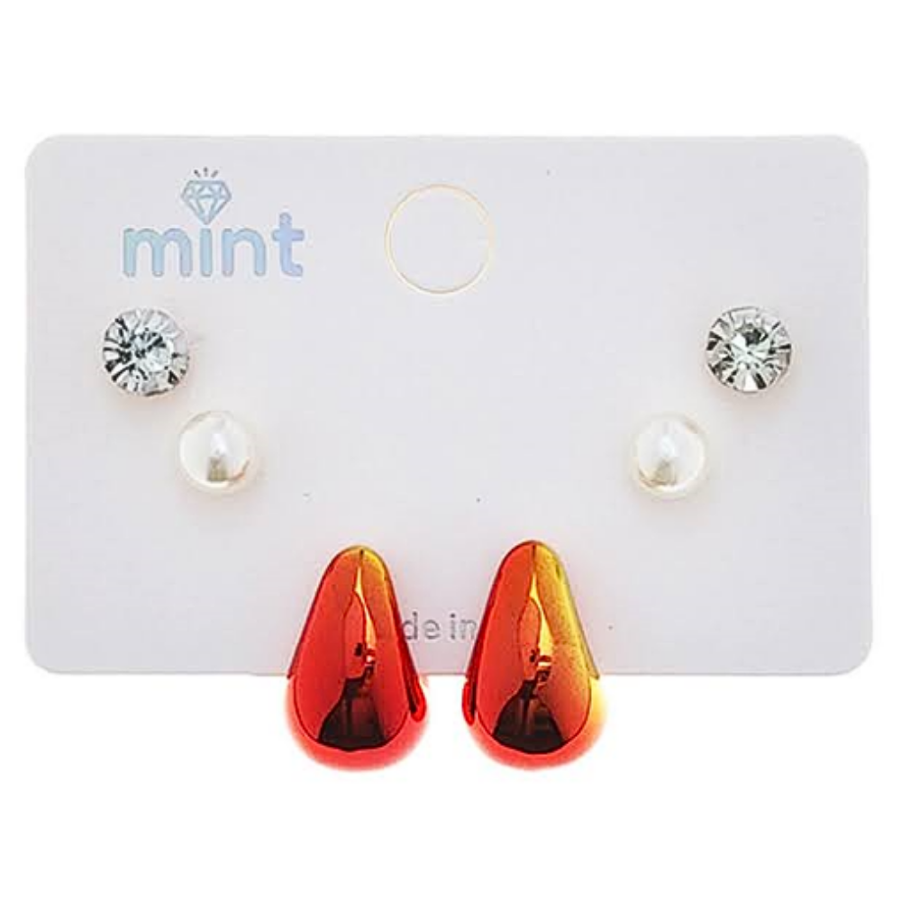 JAE48198 - 3 Pair Teardrop Earring Set