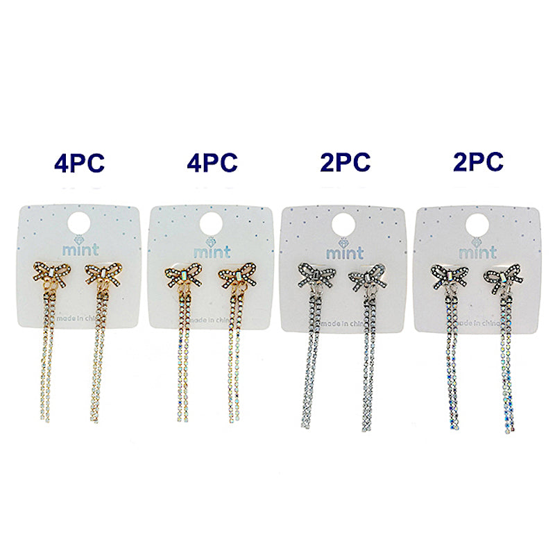 JAE48320 - Rhinestone Bow Earrings