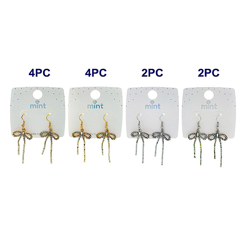 Rhinestone Bow Fish Hook Earring