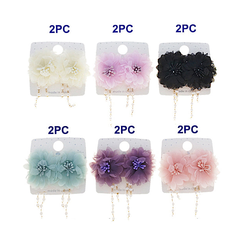 Fabric Flower Pearl Earrings