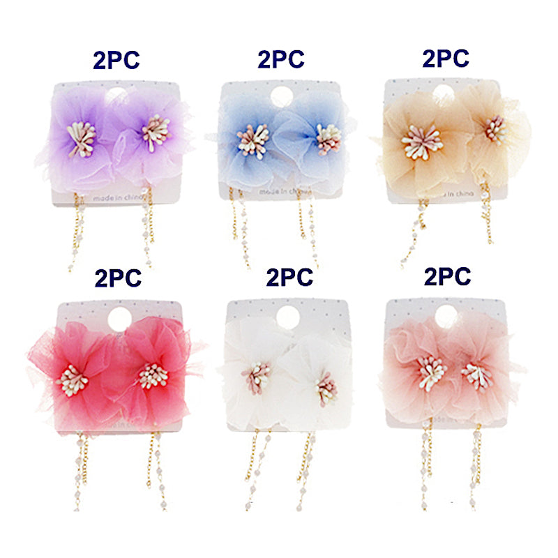 Fabric Flower Pearl Earrings