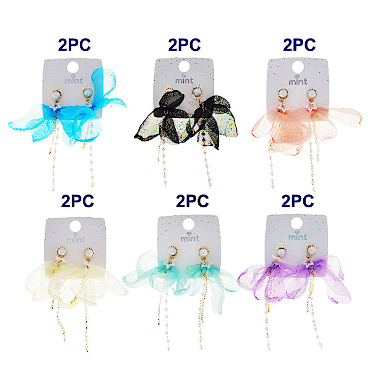 Fabric Flower Pearl Earrings