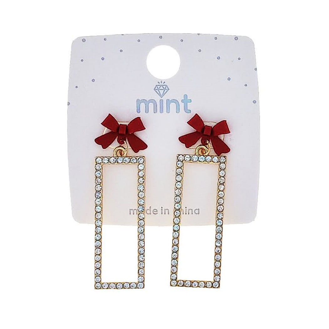 JAE48658 - Bow Rectangle Drop Earring